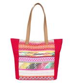 Nava Pink Jacquard Tote Bag
