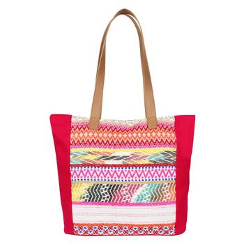 Nava Pink Jacquard Tote Bag 3