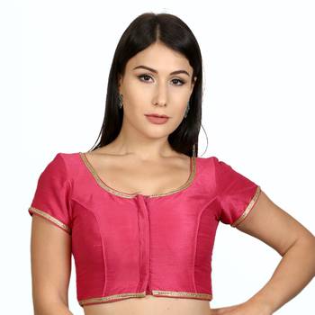 Pink Dupion Silk Princess Cut Padded Short Sleeves blouse 1