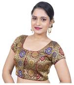 Multi Color Brocade Princess Cut Padded Short Sleeves blouse