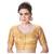 Desginer Brocade Leaf Desgin Round Neck Dark Gold Short Sleeves Princess Cut Padded Readymade Saree Blouse