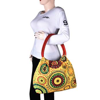 Orb Yellow Canvas Shoulder Bag 6