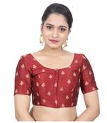 Red Dupion Silk Embroidered Elbow Sleeves Princess Cut Padded blouse