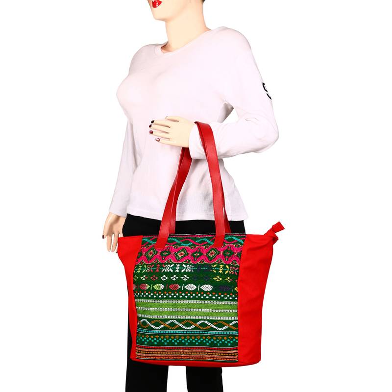 Nava Red Acrylic Tote Bag