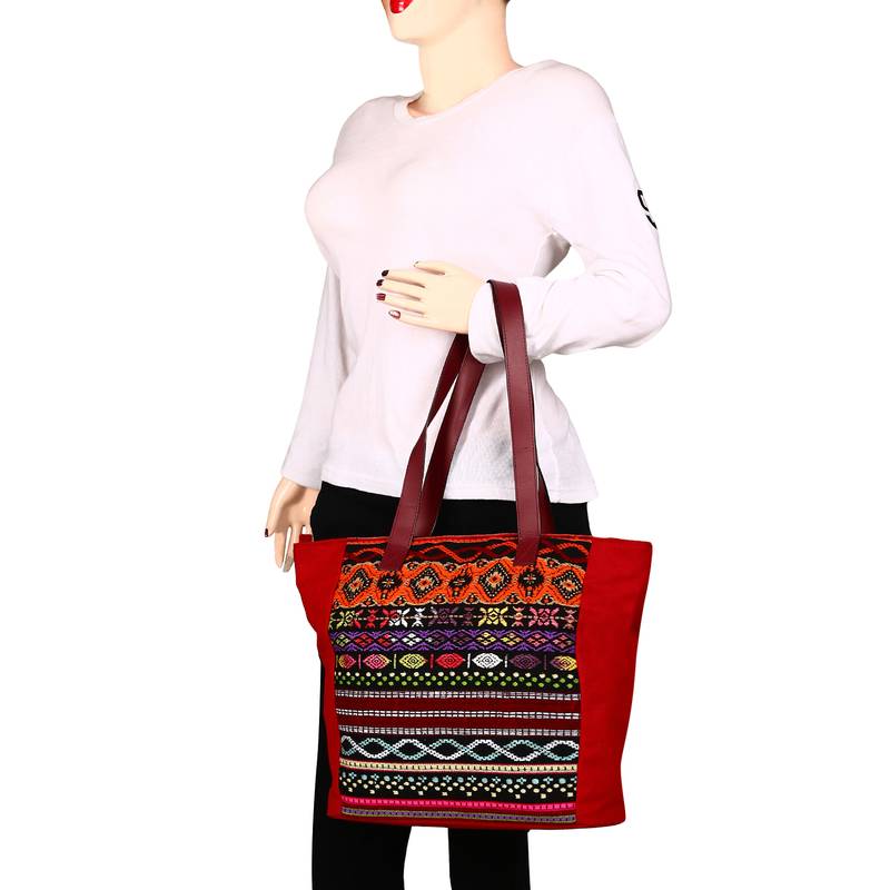 Nava Maroon Acrylic Tote Bag