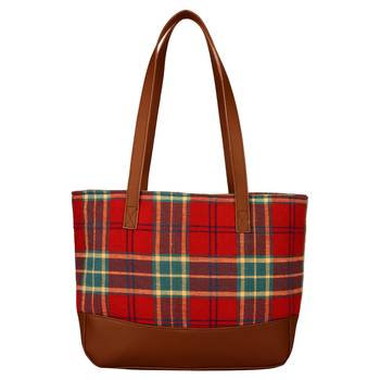 Streak Red Cotton Shoulder Bag 1