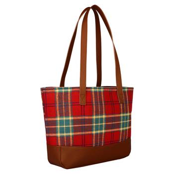 Streak Red Cotton Shoulder Bag 2