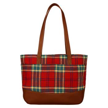 Streak Red Cotton Shoulder Bag 3