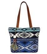 Nava Jacquard Blue Tote Bag