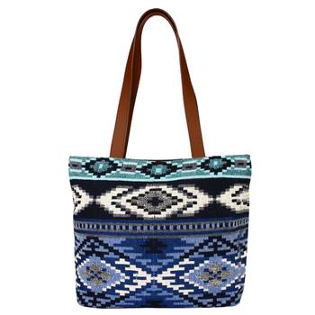 Nava Jacquard Blue Tote Bag 3