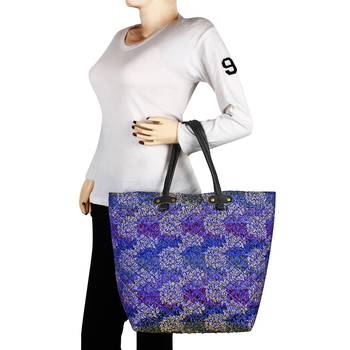 Duvet Blue Jacquard Tote Bag 6