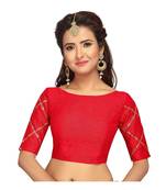Red Designer Sleeve Heavy Embroidered Work Readymade Blouse