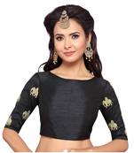 Black  Designer Sleeve Heavy Embroidered Work Readymade Blouse