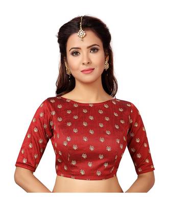 Designer Red Embroidered Work Blouse 1