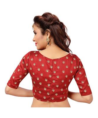 Designer Red Embroidered Work Blouse 2