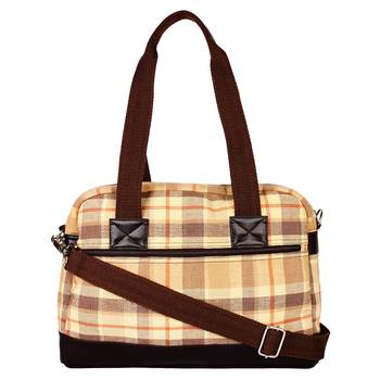 Streak Beige Cotton Shoulder Bag 1