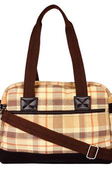 Streak Beige Cotton Shoulder Bag