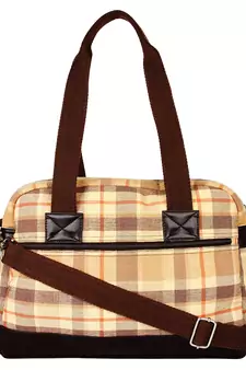 Streak Beige Cotton Shoulder Bag