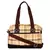 Streak Beige Cotton Shoulder Bag
