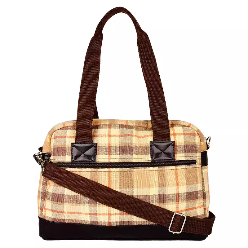 Streak Beige Cotton Shoulder Bag
