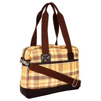 Streak Beige Cotton Shoulder Bag 2
