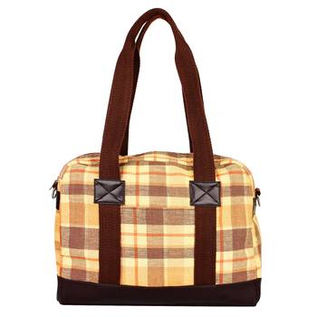 Streak Beige Cotton Shoulder Bag 3