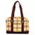 Streak Beige Cotton Shoulder Bag