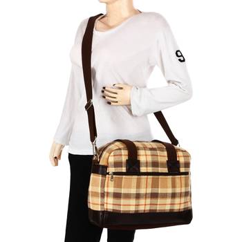 Streak Beige Cotton Shoulder Bag 6