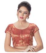 Brocade Maroon Princess Cut Padded Short Sleeves blouse