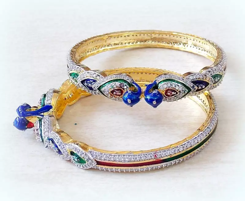 FINE CZ PEACOCK DESIGN BANGLES
