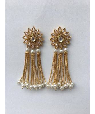 Gold Plated Kundan Designer Danglers Earrings 4