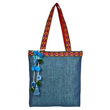 Peppy Blue Viscose Tote Bag 1