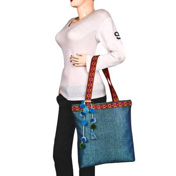 Peppy Blue Viscose Tote Bag 6