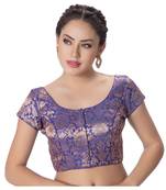 Brocade blue Princess Cut Padded Short Sleeves blouse