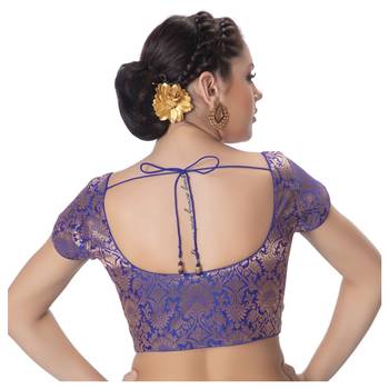 Brocade blue Princess Cut Padded Short Sleeves blouse 3