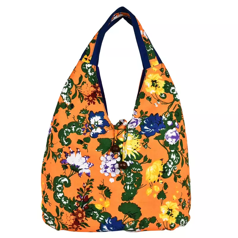Florid Orange & Multi Canvas Hobo Bag