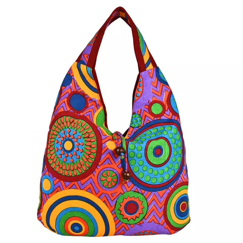 Florid Multicolor Canvas Hobo Bag
