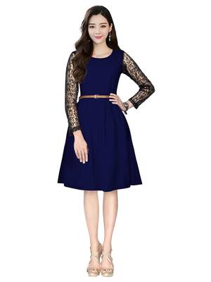 Dark Blue Color Crepe Western Short Top 1