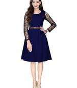 Dark Blue Color Crepe Western Short Top