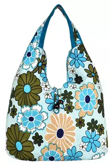 Florid Blue & Multi Canvas Hobo Bag