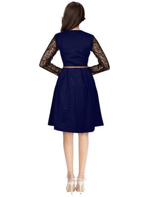 Dark Blue Color Crepe Western Short Top 4