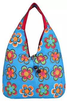 Florid Blue & Multi Canvas Hobo Bag