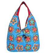 Florid Blue & Multi Canvas Hobo Bag