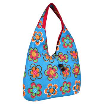 Florid Blue & Multi Canvas Hobo Bag 2