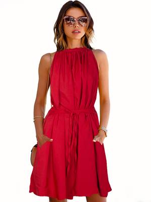 Red Crepe Plain Western Fancy Top 1