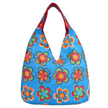 Florid Blue & Multi Canvas Hobo Bag 3