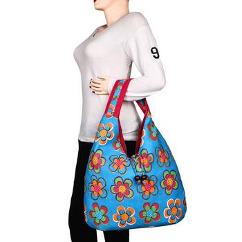 Florid Blue & Multi Canvas Hobo Bag 6