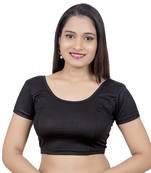 Black Short Sleeves Lycra Princess Cut Stretchable blouse
