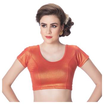 Short Sleeves Lycra Rust Princess Cut Stretchable blouse 1
