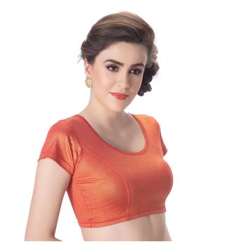 Short Sleeves Lycra Rust Princess Cut Stretchable blouse 2